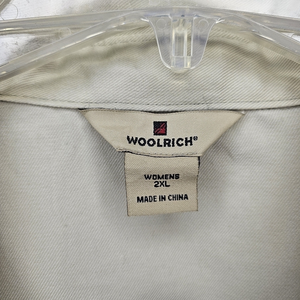 Woolrich Cream Button Snap Shirt Jacket Western Utility Top Plus Size 2X Stretch - Picture 8 of 9